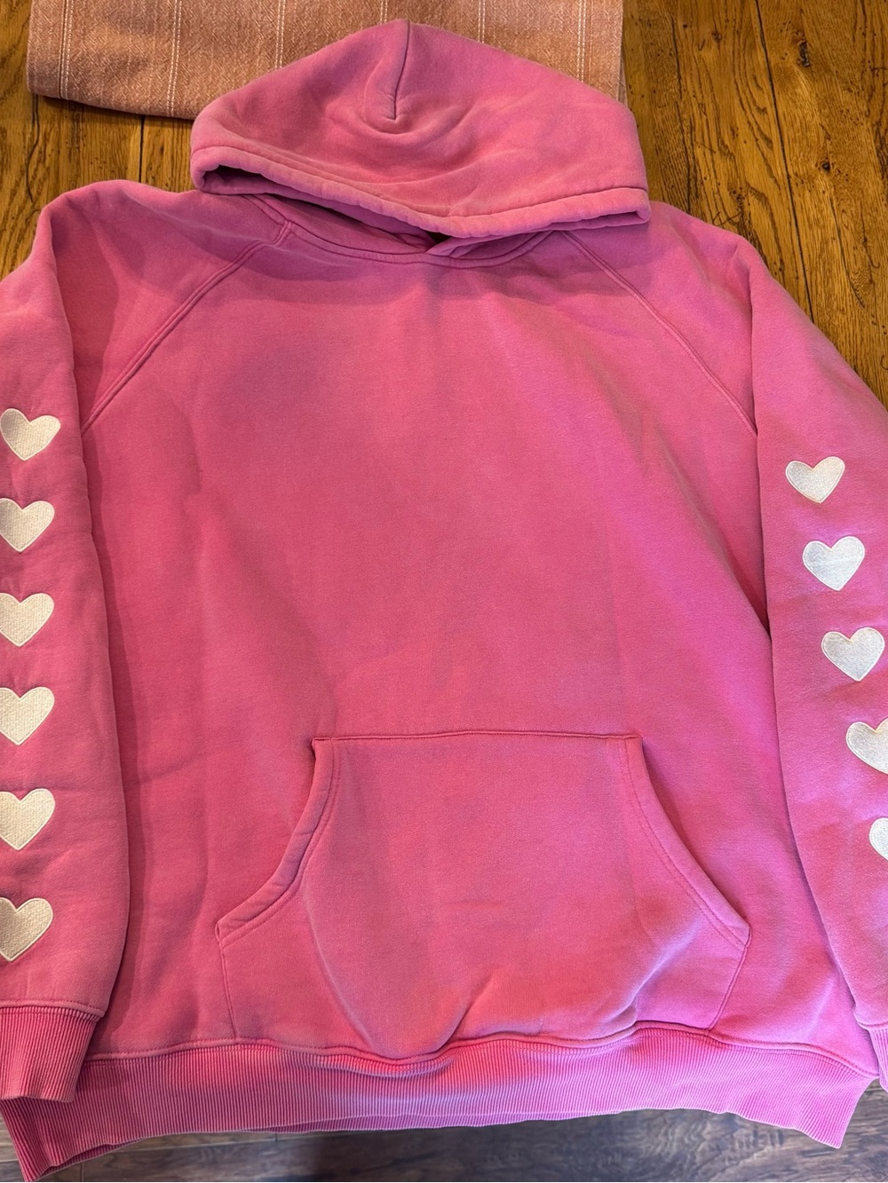 “Heart on my sleeve” oversized lux hoodie in vintage washed pink